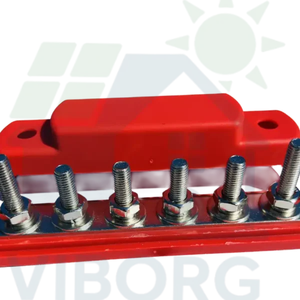 Busbar DC 48V 350A 6 terminaler, rød