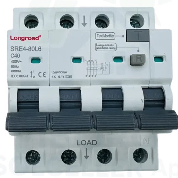 LongRoad Kombiafbryder RCBO Type-A 4P 40A C40 30mA 6kA IEC61009-1 CE 400V tovejs