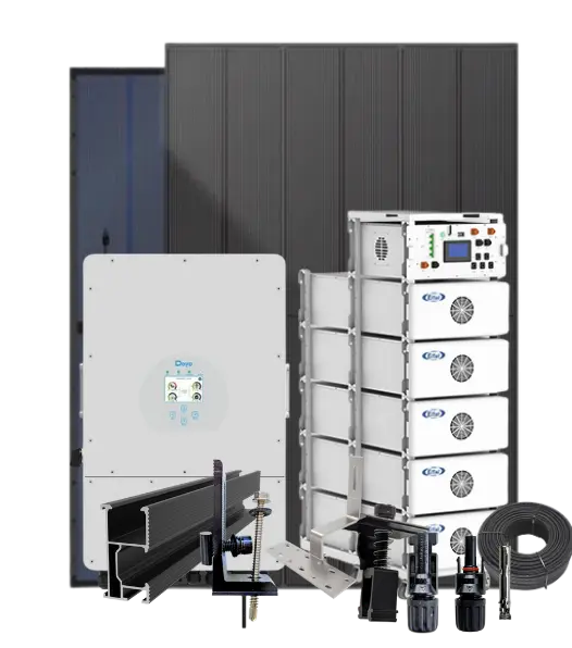 Komplet 12,4kWp solcelleanlæg DEYE 30kW hybrid inverter (HP3) med 120kWh kæmpe batterilager