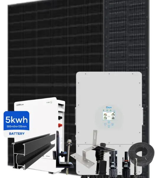 Komplet 6kWp Solcelleanlæg med 12 kW hybrid inverter og 5 kWh batterilager