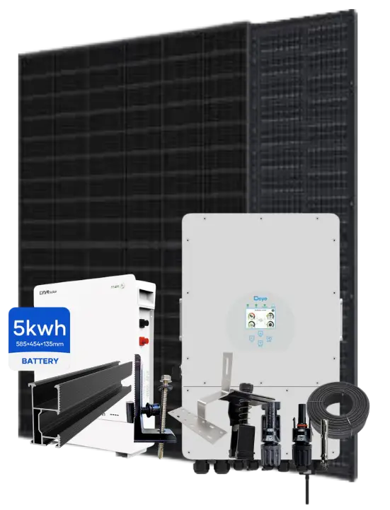 Komplet 6kWp Solcelleanlæg med 12 kW hybrid inverter og 5 kWh batterilager