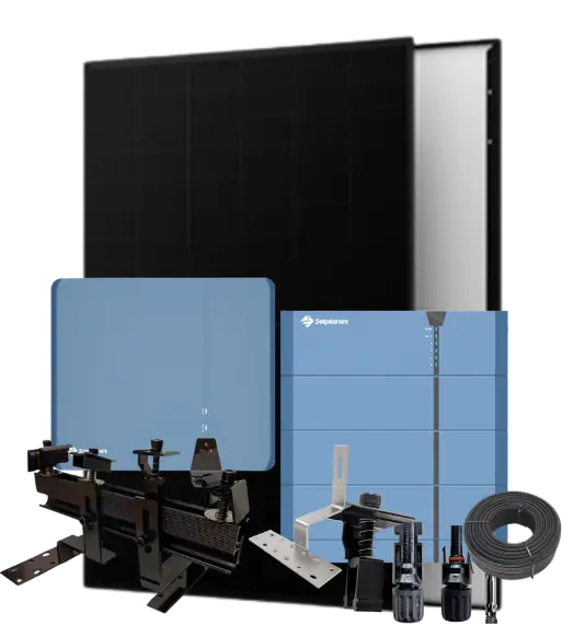 Solplanet 6kW hybrid solcelleanlæg med 7,68kWh batteri og 6kWp AIKO fullblack solcellepaneler