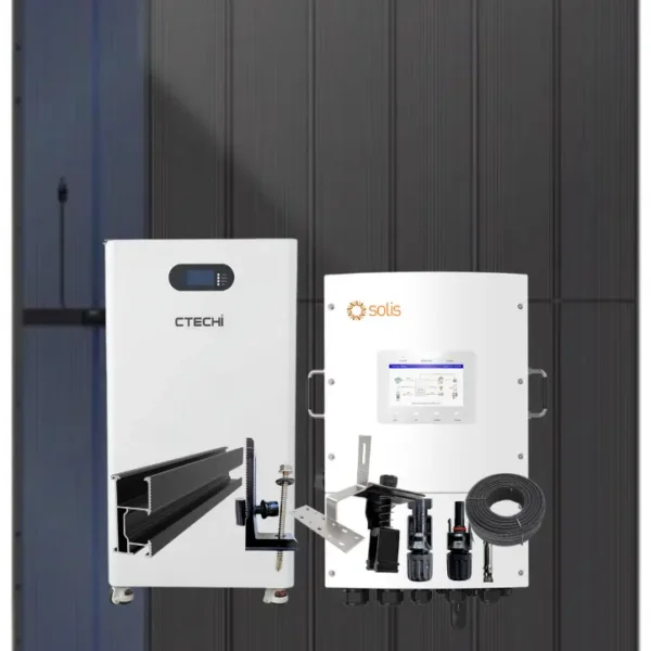 Komplet solcelleanlæg med Solis 18kW S6-EH3P18K02-NV-YD-L Hybrid  inverter samt 22kWp solceller og 48kWh batterilager inklusive montering og tilmelding