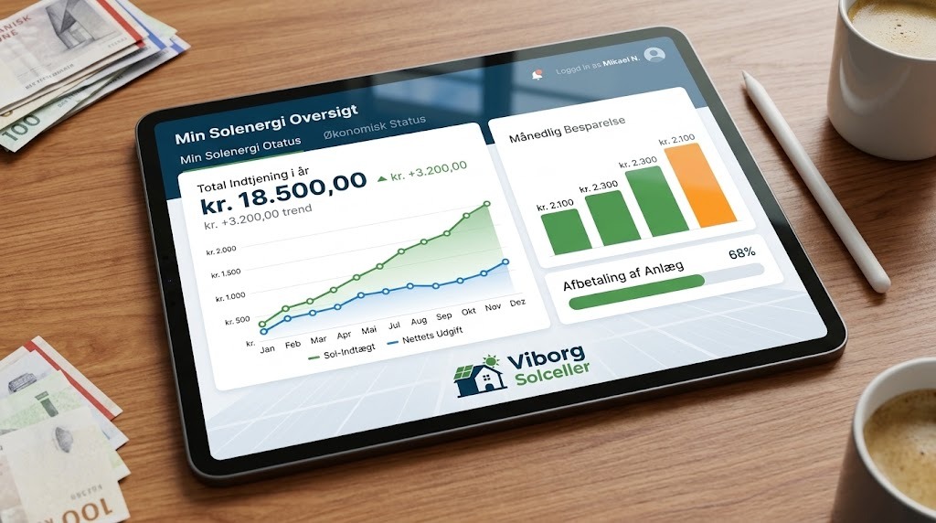Min Solenergi Oversigt portal med økonomi, besparelse og afbetaling